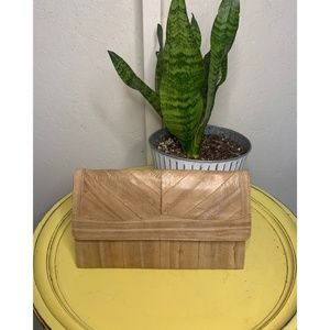 Beige Vintage Bamboo Clutch Handbag